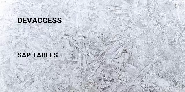 Devaccess Table in SAP