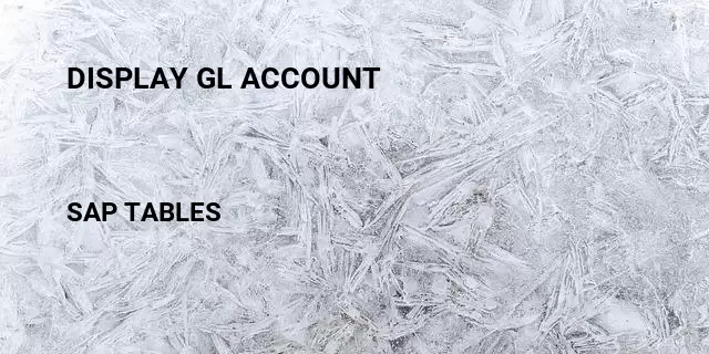 Display gl account Table in SAP
