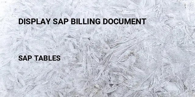 Display sap billing document Table in SAP