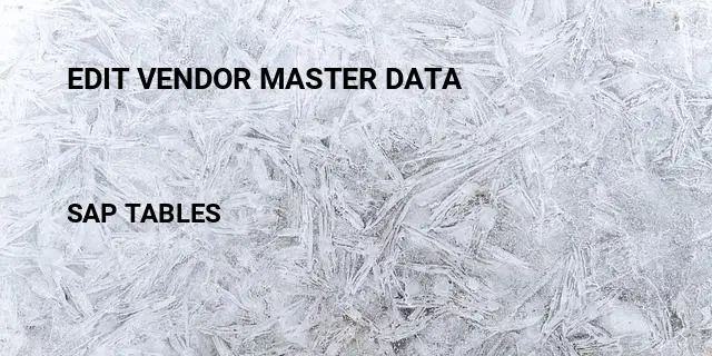 Edit vendor master data Table in SAP