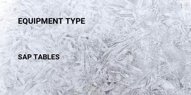 Equipment type Table in SAP