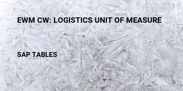 Ewm cw: logistics unit of measure Table in SAP