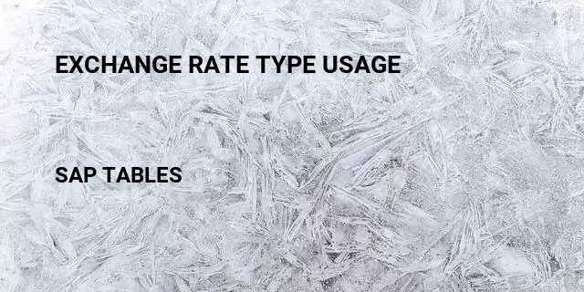 Exchange rate type usage Table in SAP