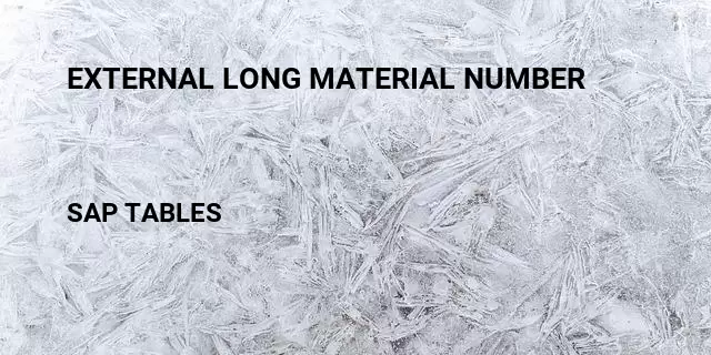 External long material number  Table in SAP
