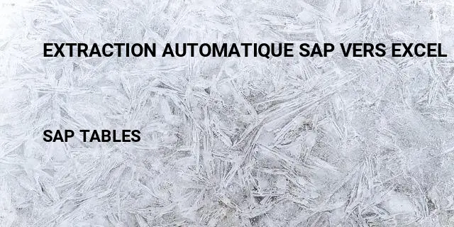 Extraction automatique sap vers excel Table in SAP