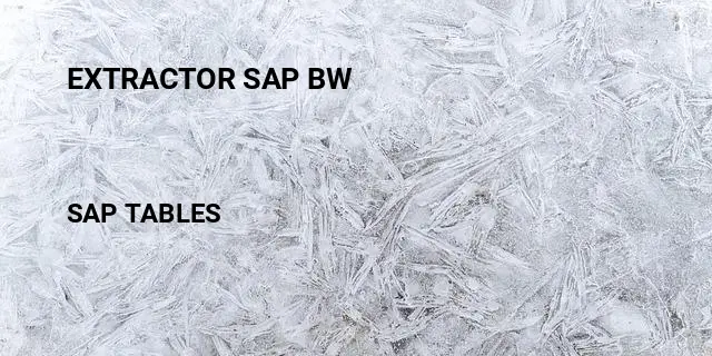 Extractor sap bw Table in SAP