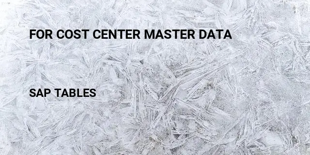 For cost center master data Table in SAP