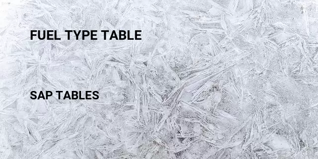 Fuel type table Table in SAP