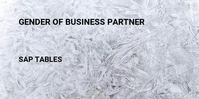 Gender of business partner Table in SAP