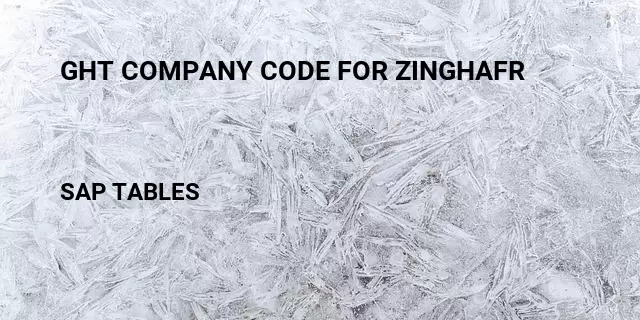 Ght company code for zinghafr Table in SAP