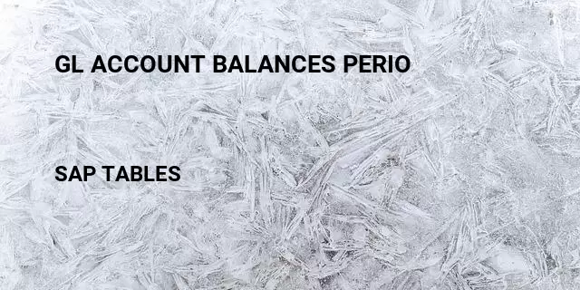 Gl account balances perio Table in SAP