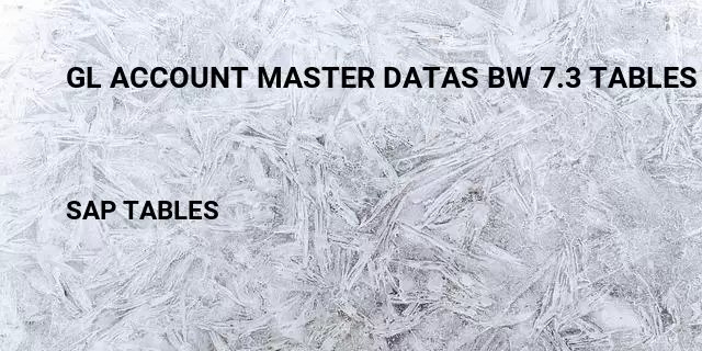 Gl account master datas bw 7.3 tables in sap Table in SAP