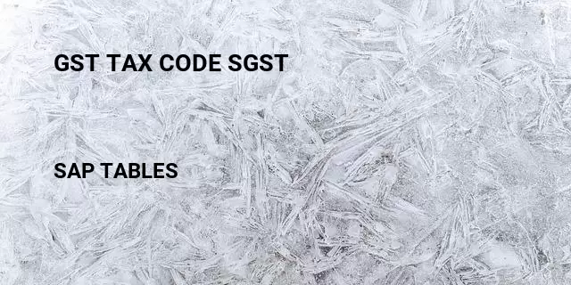 Gst tax code sgst Table in SAP