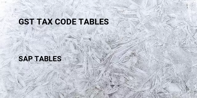Gst tax code tables Table in SAP