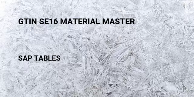 Gtin se16 material master Table in SAP