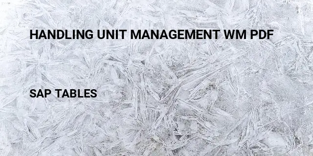 Handling unit management wm pdf Table in SAP