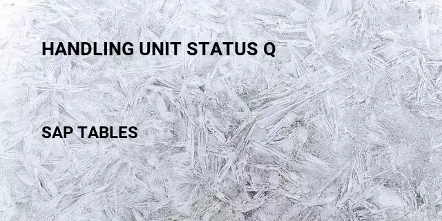Handling unit status q Table in SAP
