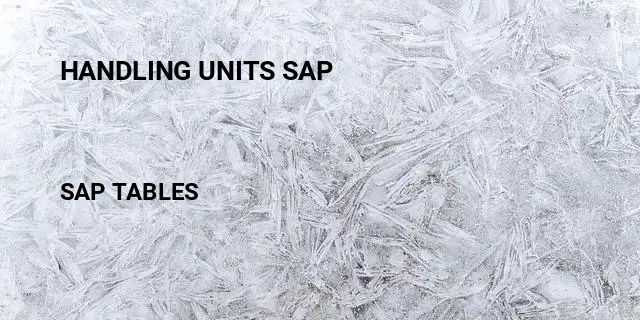 Handling units sap Table in SAP