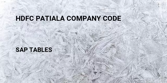 Hdfc patiala company code Table in SAP
