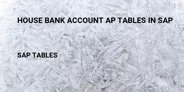 House bank account ap tables in sap Table in SAP