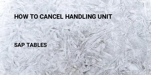 How to cancel handling unit Table in SAP