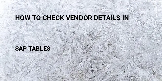 How to check vendor details in Table in SAP