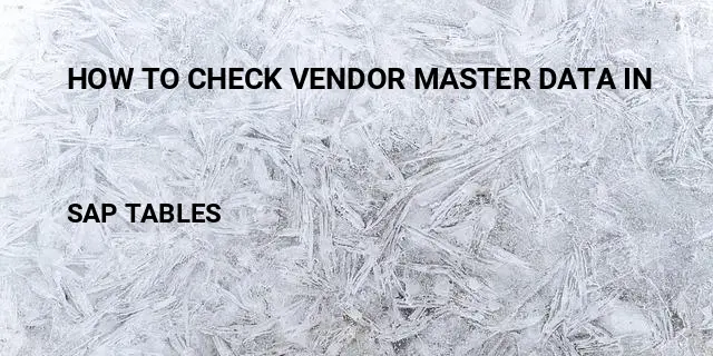 How to check vendor master data in Table in SAP