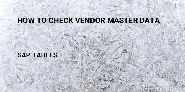 How to check vendor master data Table in SAP