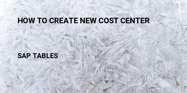 How to create new cost center Table in SAP