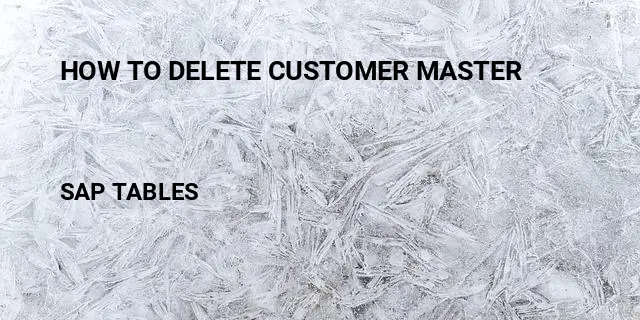 How to delete customer master Table in SAP