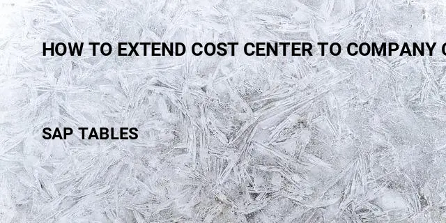 How to extend cost center to company code Table in SAP