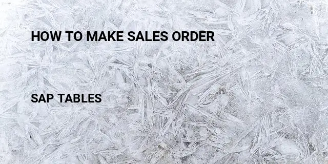 How to make sales order Table in SAP