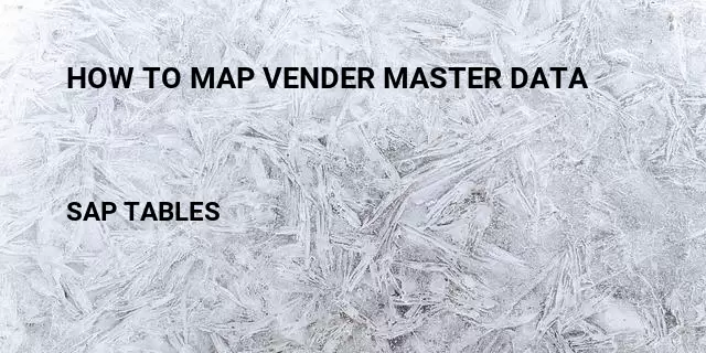 How to map vender master data Table in SAP