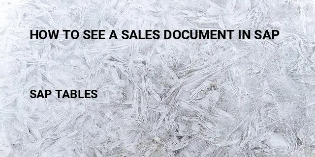 How to see a sales document in sap Table in SAP