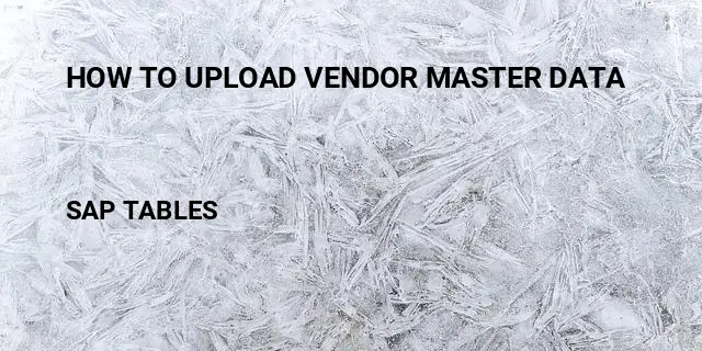 How to upload vendor master data Table in SAP