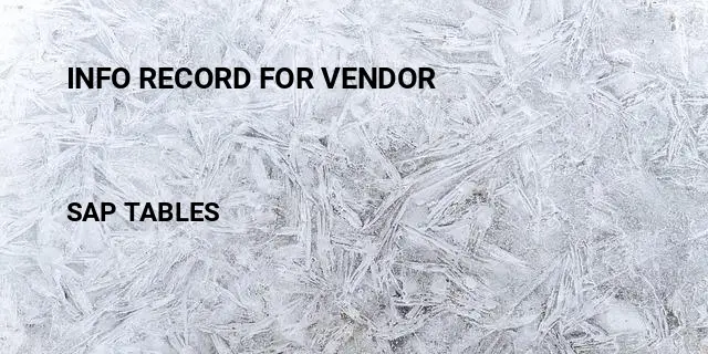 Info record for vendor Table in SAP