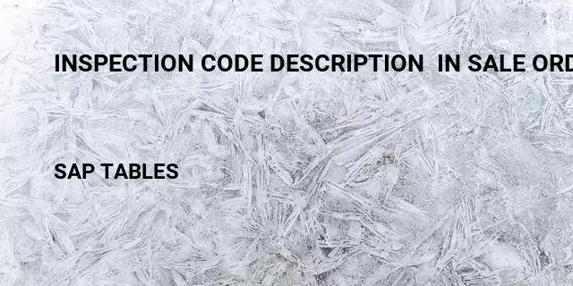 Inspection code description  in sale order Table in SAP