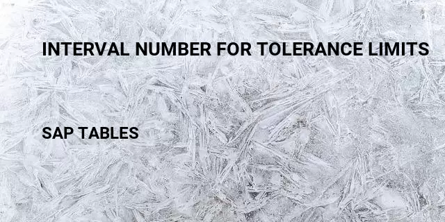 Interval number for tolerance limits Table in SAP