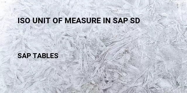 Iso unit of measure in sap sd  Table in SAP
