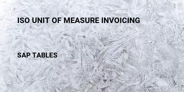 Iso unit of measure invoicing Table in SAP