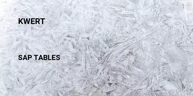 Kwert Table in SAP