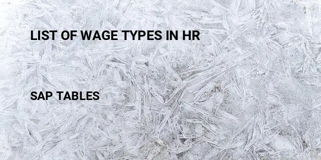 List of wage types in hr Table in SAP