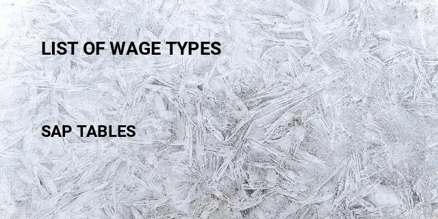 List of wage types Table in SAP