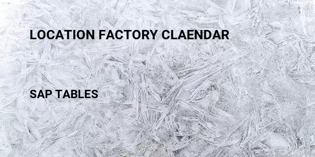 Location factory claendar Table in SAP