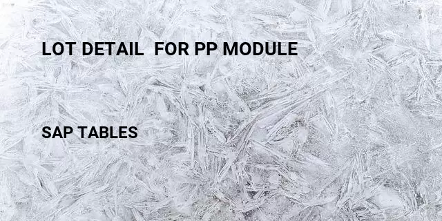 Lot detail  for pp module Table in SAP