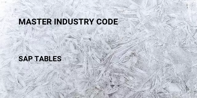 Master industry code Table in SAP
