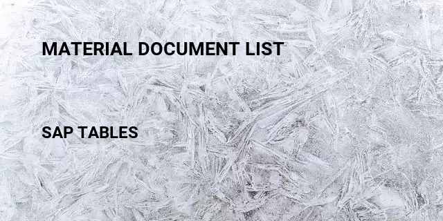 Material document list Table in SAP