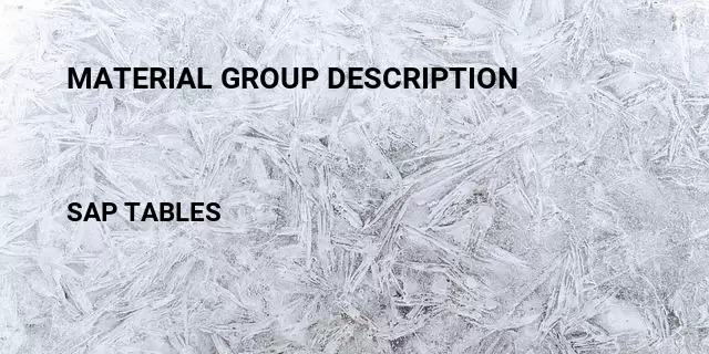 Material group description Table in SAP