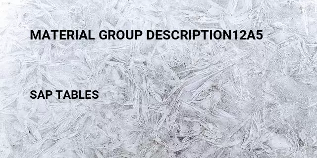 Material group description12a5 Table in SAP