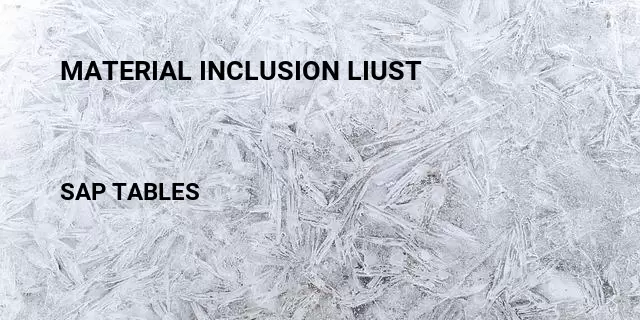 Material inclusion liust Table in SAP